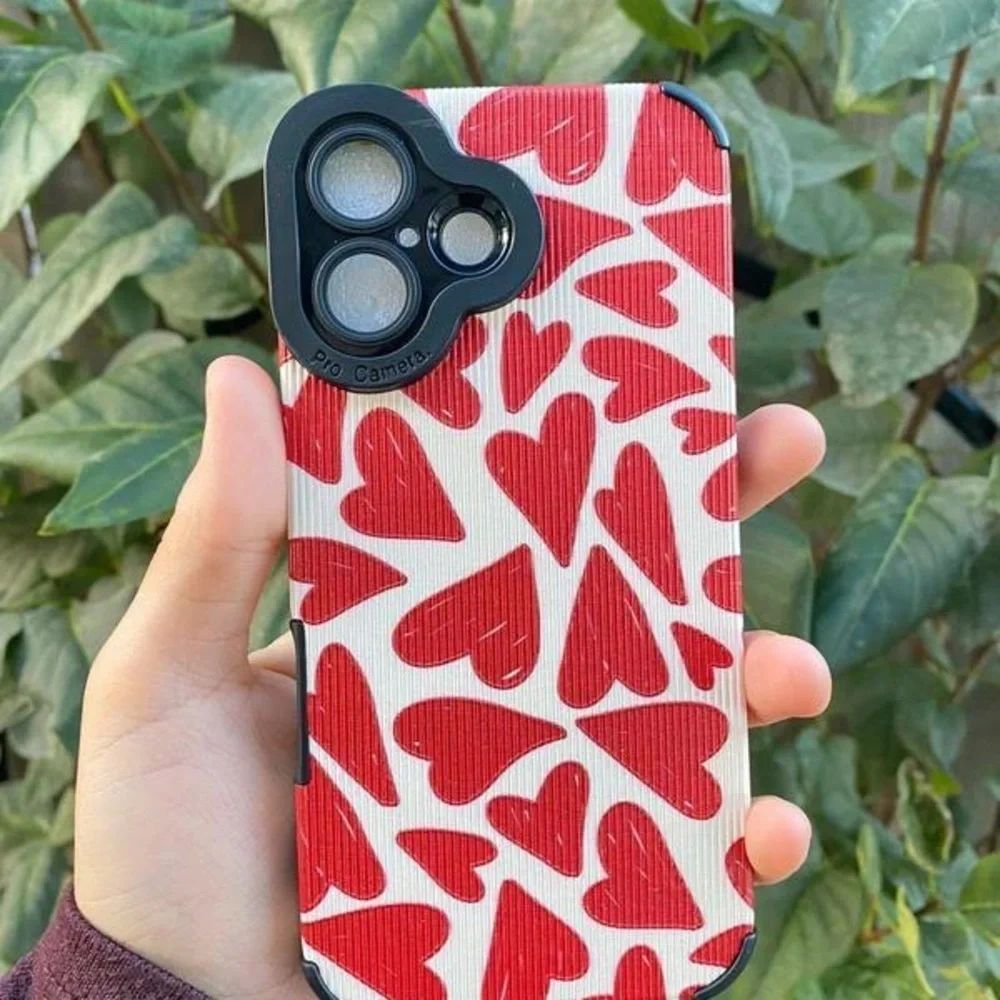 Apple Heart Pattern Phone Case - Red and Cream - Picture 5 of 5